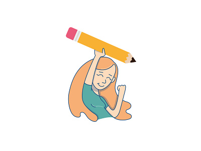 Keep writing draw girl illustration pencil profile success vector