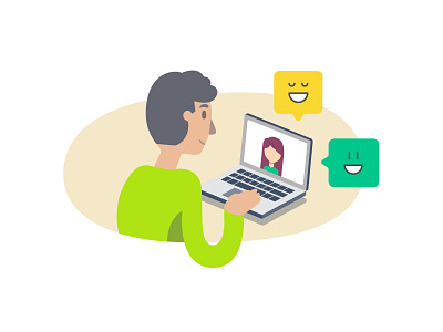 Chatting chat illustration laptop message person vector wip