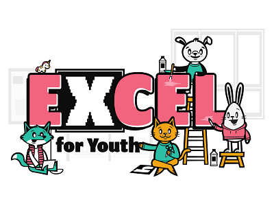 EXCEL for Youth Graphic animal cat children design dog fox graphic design illustration kids rabbit school youth