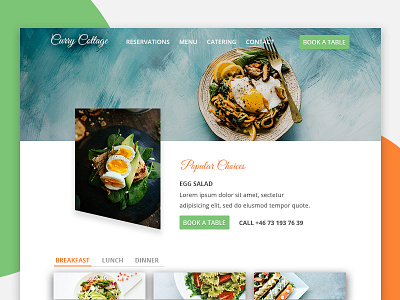 Curry Cottage Restaurant Website Landing Page food design landing page design photoshop design restaurant design uxdesign web layout