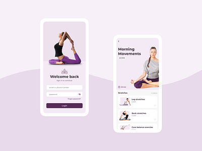 Yoga Inspired Interface concept design exercise fitness mobile pink purple salmon ui yoga