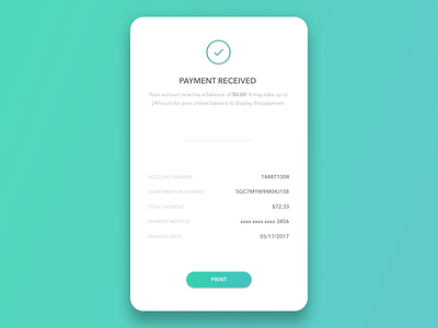 Daily UI Challenge #1 - Payment Confirmation Screen confirmation payment receipt
