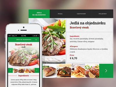 Meal choice widget dinner flat food mobile navigation simple ui ux webdesign widget