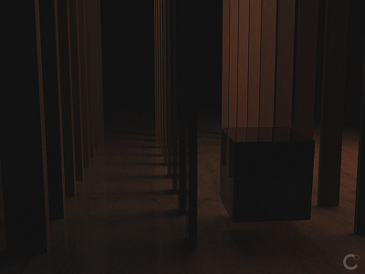 Cube In a dark room 2d 3d abstract architecture c4d daily design game icon illustration