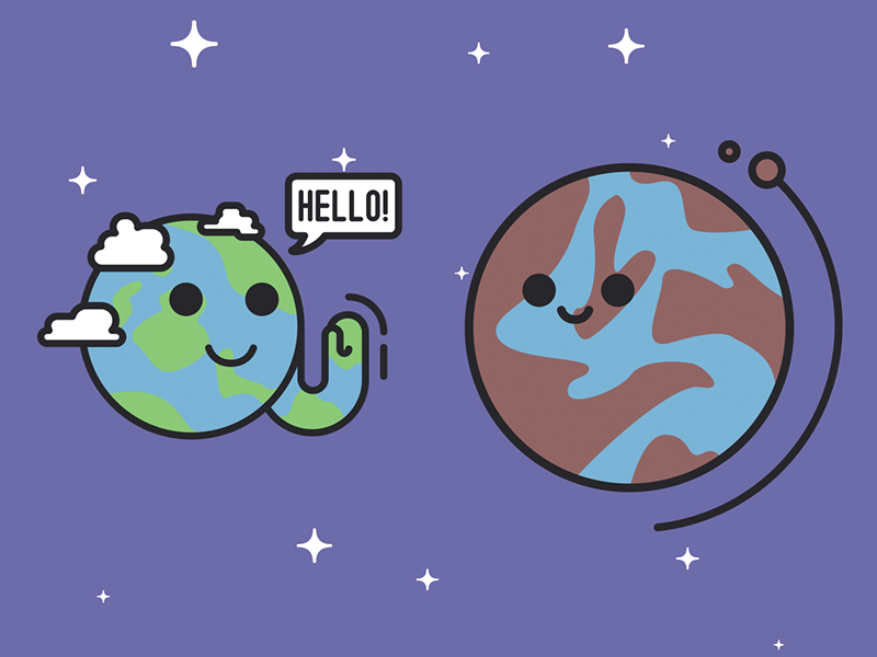 Earth says hello! 2d after effects alien animation art earth flat gif illustration planet space