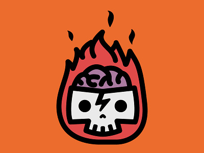 Flaming Skull brain fire flame halloween icon illustration illustrator logo nightmare skull zombie