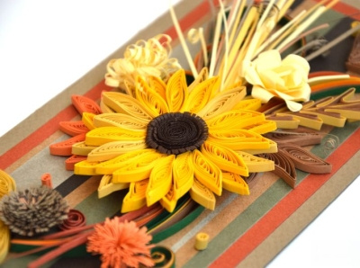 Quilling sunflower card