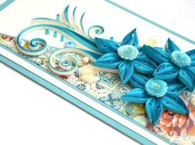 Quilling card 3d blue craft design greetingcard handmade handmadecard paperart paperflowers papermagicbyjr quilling