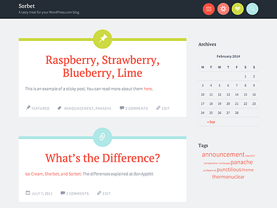 Sorbet automattic colorful design development theme wordpress