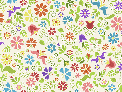 Repeating Floral Doodle colorful floral flowers graphic illustration spring