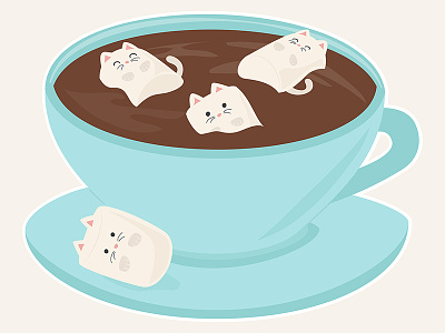 Marshmeowlows blue caffeine cats cocoa coffee cute funny kawaii kittens kitty tea threadless
