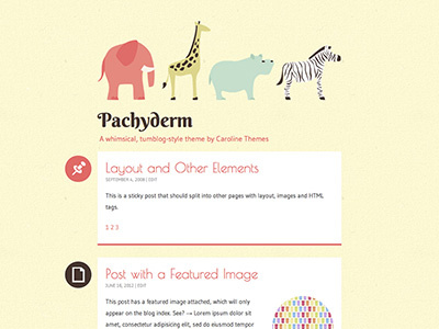Pachyderm animals colorful cute design responsive theme web whimsical wordpress