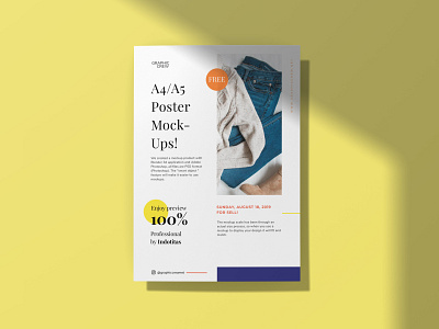 Download Free A4 Flyer Poster Mockup By Graphiccrew On Dribbble