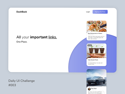 Landing Page DashBack - DailyUI Day 3