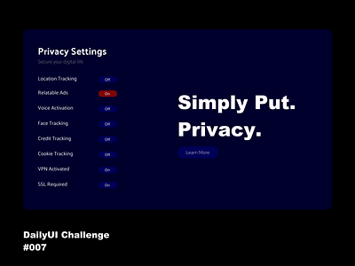 Privacy Settings Page - DailyUI Challenge Day 007