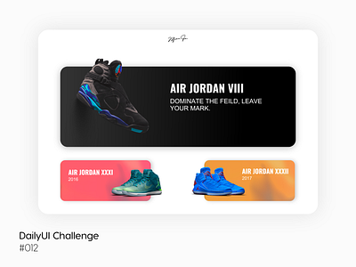 Jordan Collection Front Page - DailyUI Challenge Day 012