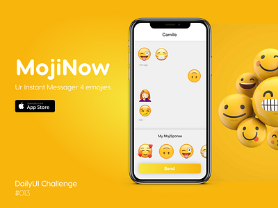 MojiNow Messenger - DailyUI Challenge Day 013 013 daily 100 challenge daily ui dailyui emoji message messager