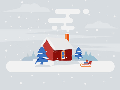 Winter village house illustration landscape vector design