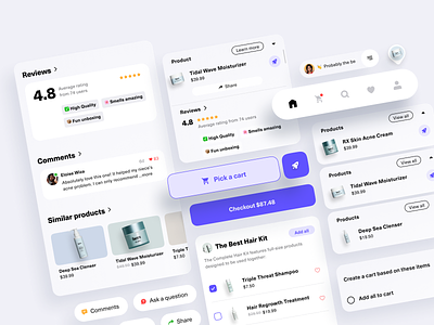 On-line Shopping App animation background blur branding components design ecommerce glass effect interactions ios product detail product list shopping tiktok ui ux