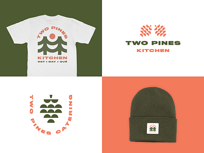 Two Pines Kitchen & Catering brand branding chef design food food delivery kitchen logo logo design merch