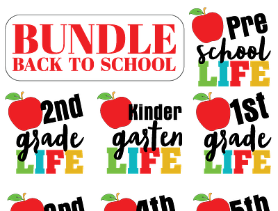 Bundle back to school vector clipart svg cricut files gift for teacher