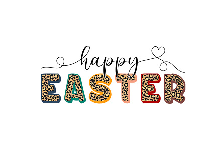 Leopard pattern text design Easter's Day sublimation