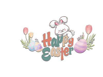 happy easter funny rabbit clipart design animation design graphic design illustration vector