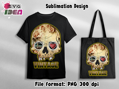 Vintage Skull PNG Sublimation Design art design graphic design illustration retro skeletion skull vector vintage