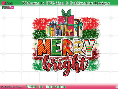 Merry and Bright Xmas PNG Design christmas decor