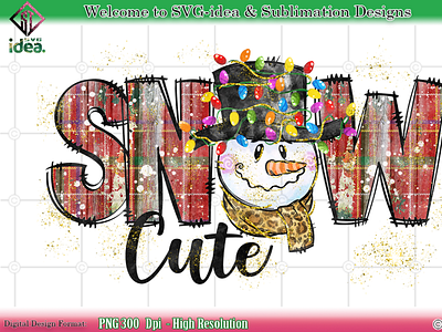 Christmas PNG cute snowman sublimation design