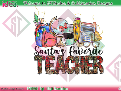 Christmas Santa's Favorite Teacher PNG western christmas