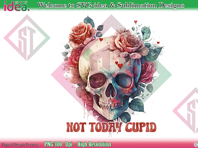 valentine Skull Not today cupid PNG