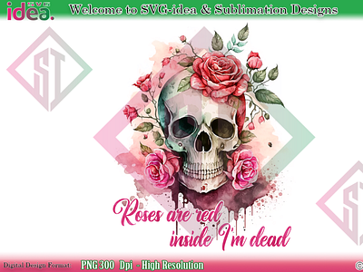 Valentine Skull Rose Are Red PNG