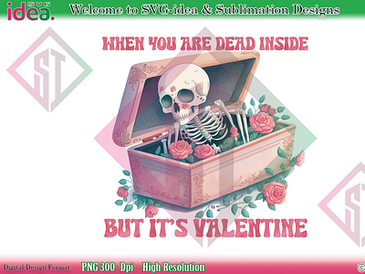 Valentine Skull Dead inside PNG Vector graphic design