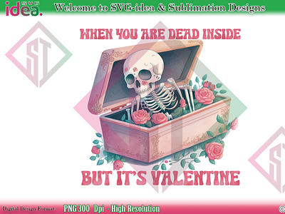 Valentine Skull Dead inside PNG Vector