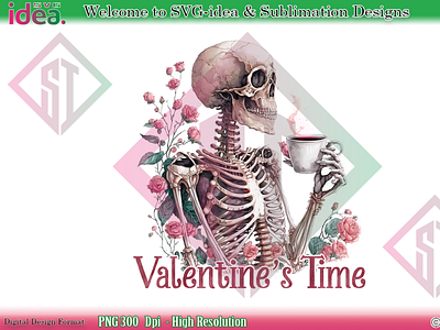 Valentine Coffee Skeleton Sublimation graphic design