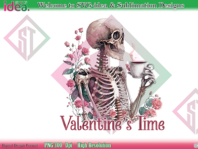 Valentine Coffee Skeleton Sublimation