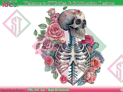 Flowery Valentine Skeleton Sublimation