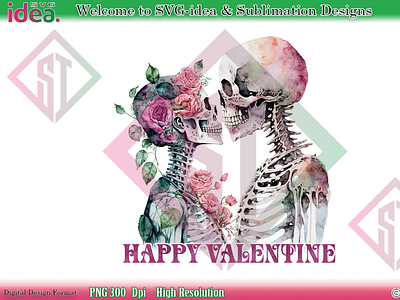 Valentine Skeleton Couple Sublimation graphic design