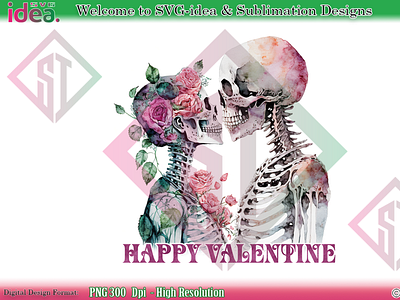 Valentine Skeleton Couple Sublimation