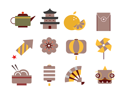 A Icons set for chinese new year. 3d animation branding graphic design logo motion graphics ui