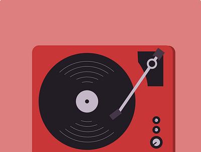 vinyl record player flat design classic design flat graphic design illustration red retro vector vinyl