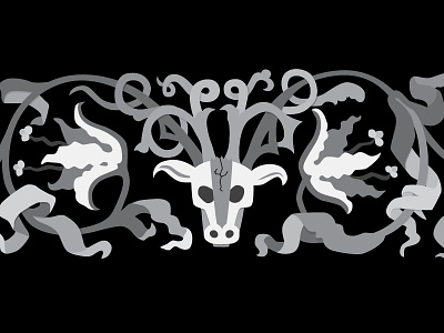 Death brings flowers adobe illustrator black design flourish flower flowers grey grey scale horns illustrator skull vector