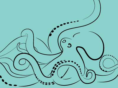 Octopus blue curves doodle illustrator line art octopus simple taper vector