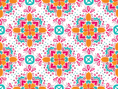 Doodles adobe illustrator blue design doodle flower illustrator orange pink repeat tile