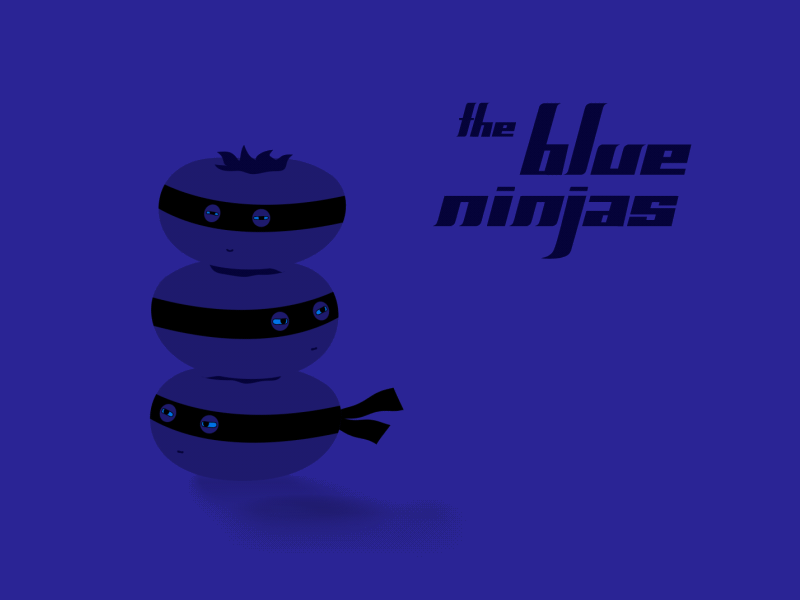 The Blue Ninjas blue bouncy character squash and stretch type design typography