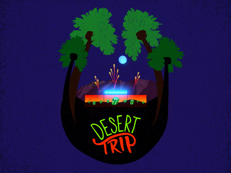 Desert Trip after effects desert trip fireworks hand lettering light rock and roll trapcode form