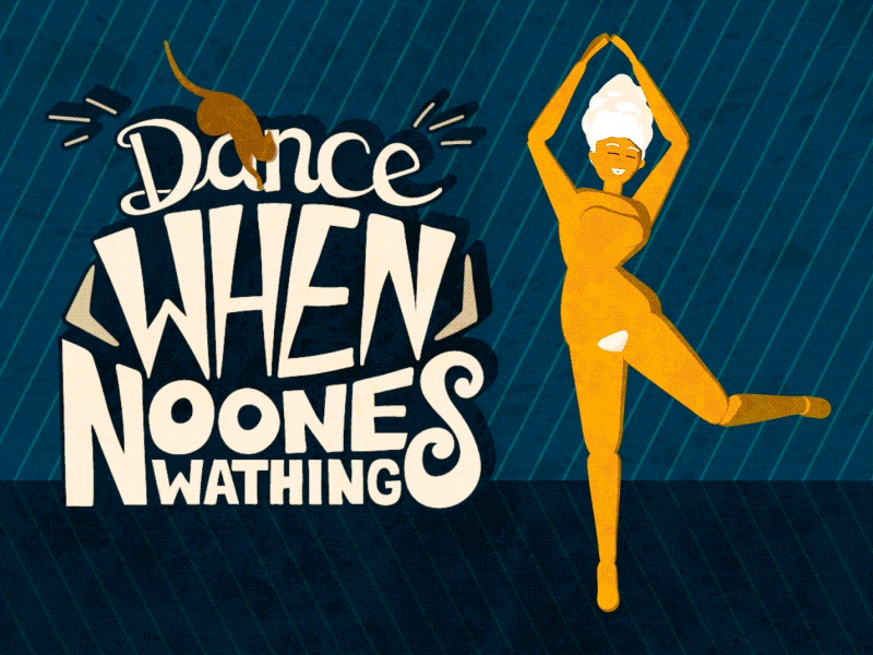 Dance When Noones Watching... Naked! 3d c4d cartoon cat colorful dance handlettering loop modeling sketch and toon