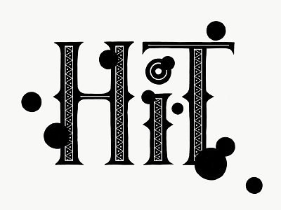 Hit black and white bullet guns hand lettered lettering logo western