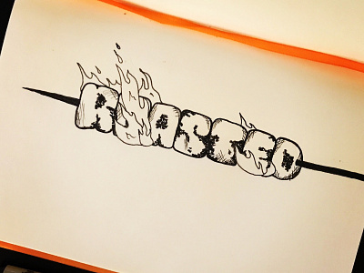 Roasted fire hand lettering illustration ink inktober inktober2018 lettering marshmellows pen roasted